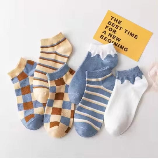 Witty Socks Socks Blue Khaki Set of 6