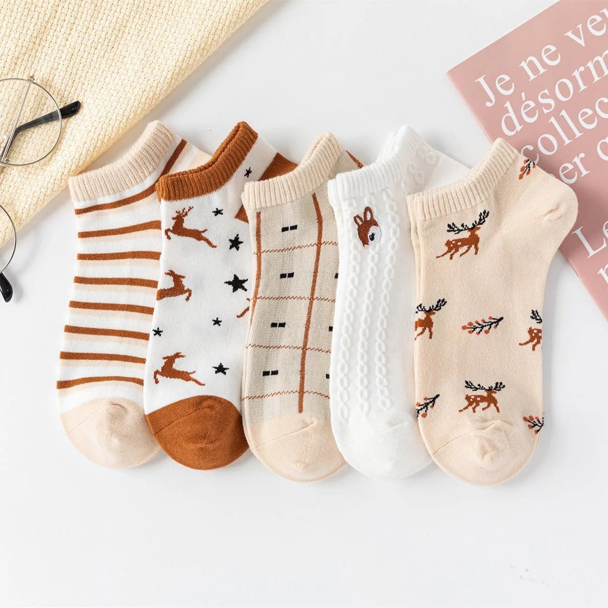 Witty Socks Socks Khaki Deer Set of 5