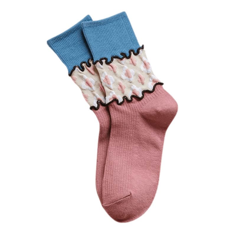 Witty Socks Socks Pink Floral Stitch