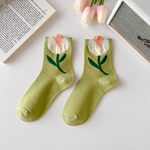 Witty Socks Socks Tulip Garden Green Tulip Garden