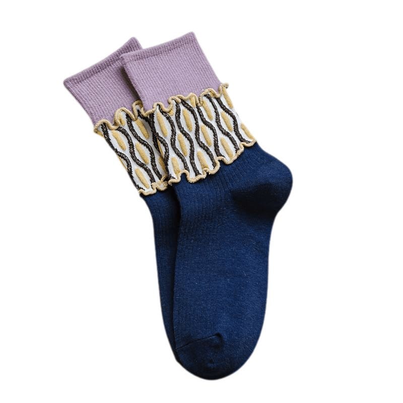 Witty Socks Socks Blue Floral Stitch