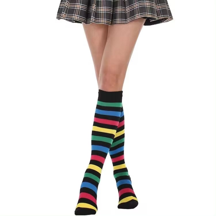 Witty Socks Socks Knee High Rainbow Black Knee High Striped Collection