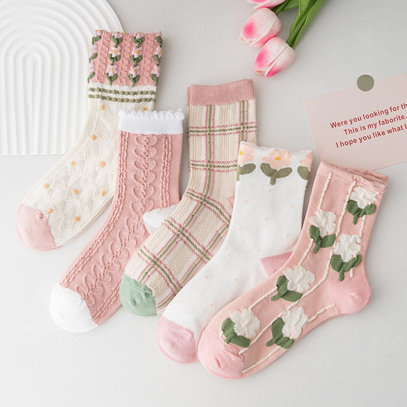 Witty Socks Socks Pink Autumn Set of 5 Pink Autumn