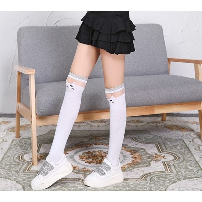 Witty Socks Socks Thigh High Cat Black Thigh High Cat Socks